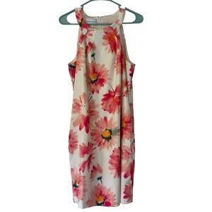Donna Morgan sheath high neck halter colorful floral feminine summer dress 10